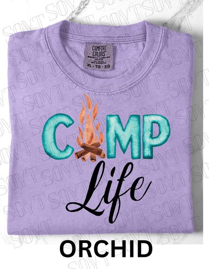 Camp Life Campfire T-Shirt – Rustic Outdoor Living Graphic Tee - Festive Apparel StoreOrchid