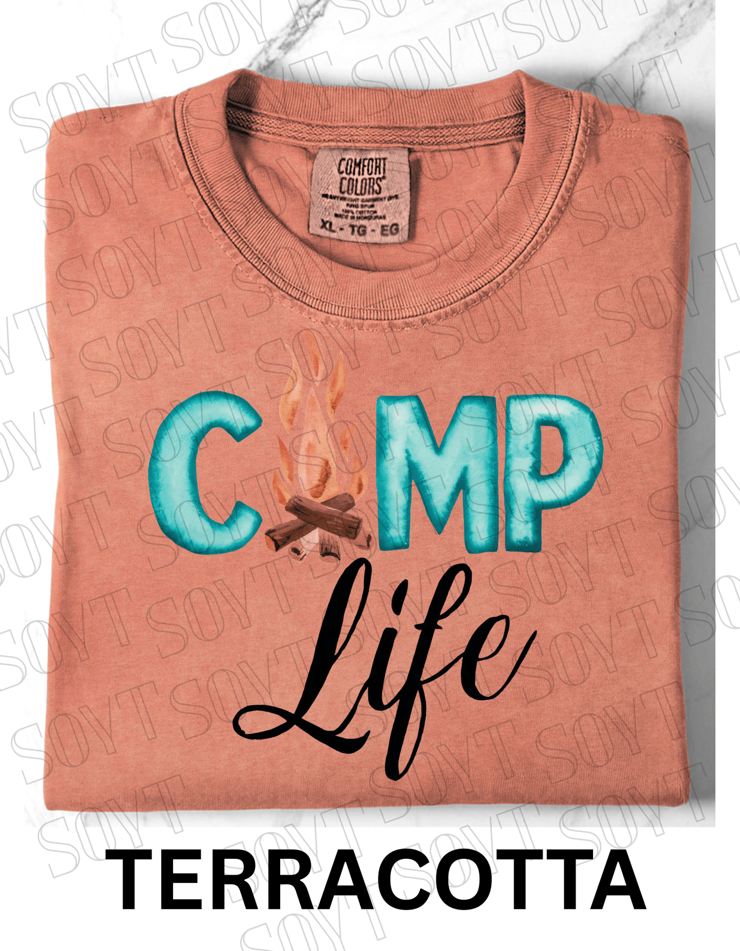 Camp Life Campfire T-Shirt – Rustic Outdoor Living Graphic Tee - Festive Apparel StoreTerracotta