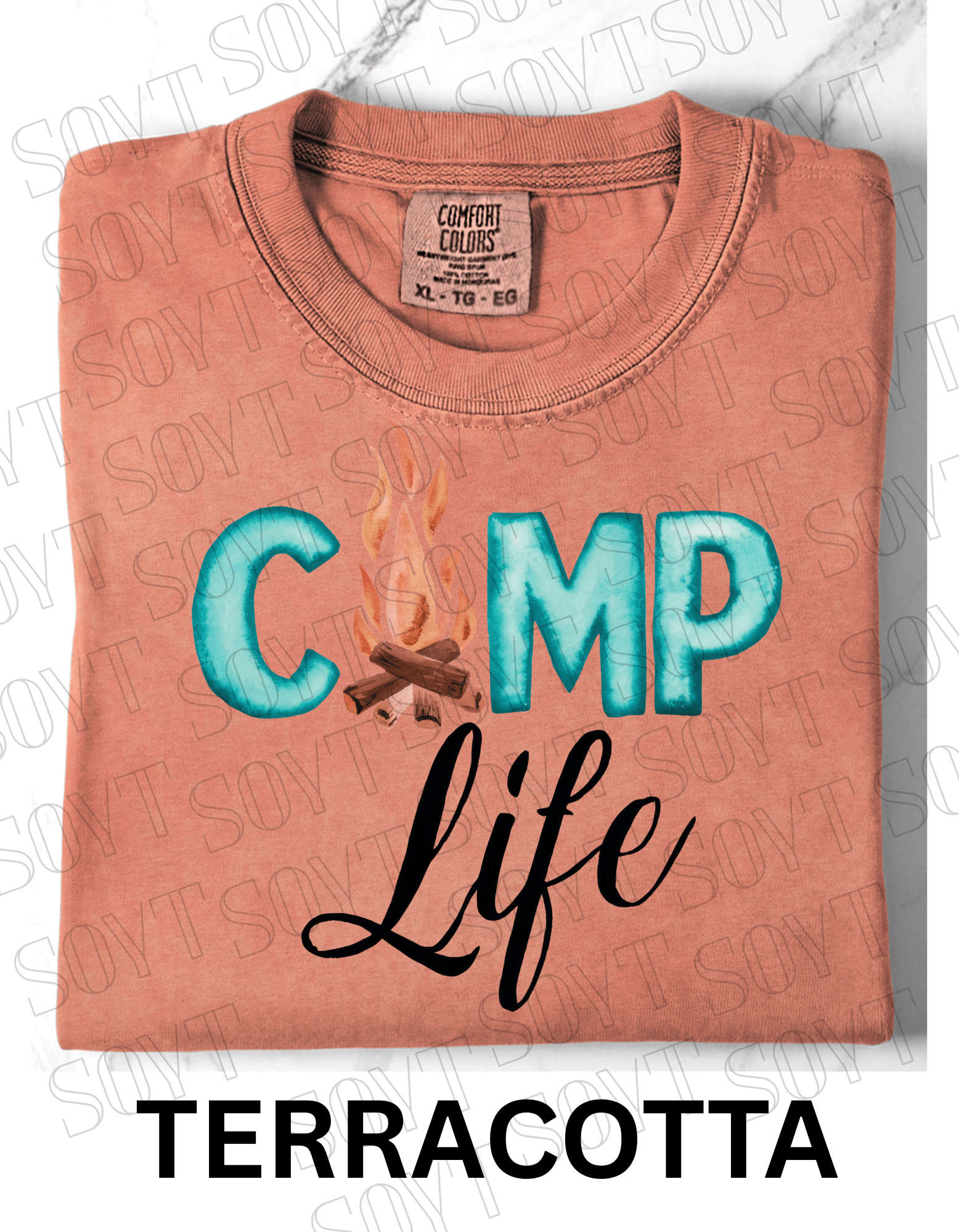 Camp Life Campfire T-Shirt – Rustic Outdoor Living Graphic Tee - Festive Apparel StoreTerracotta