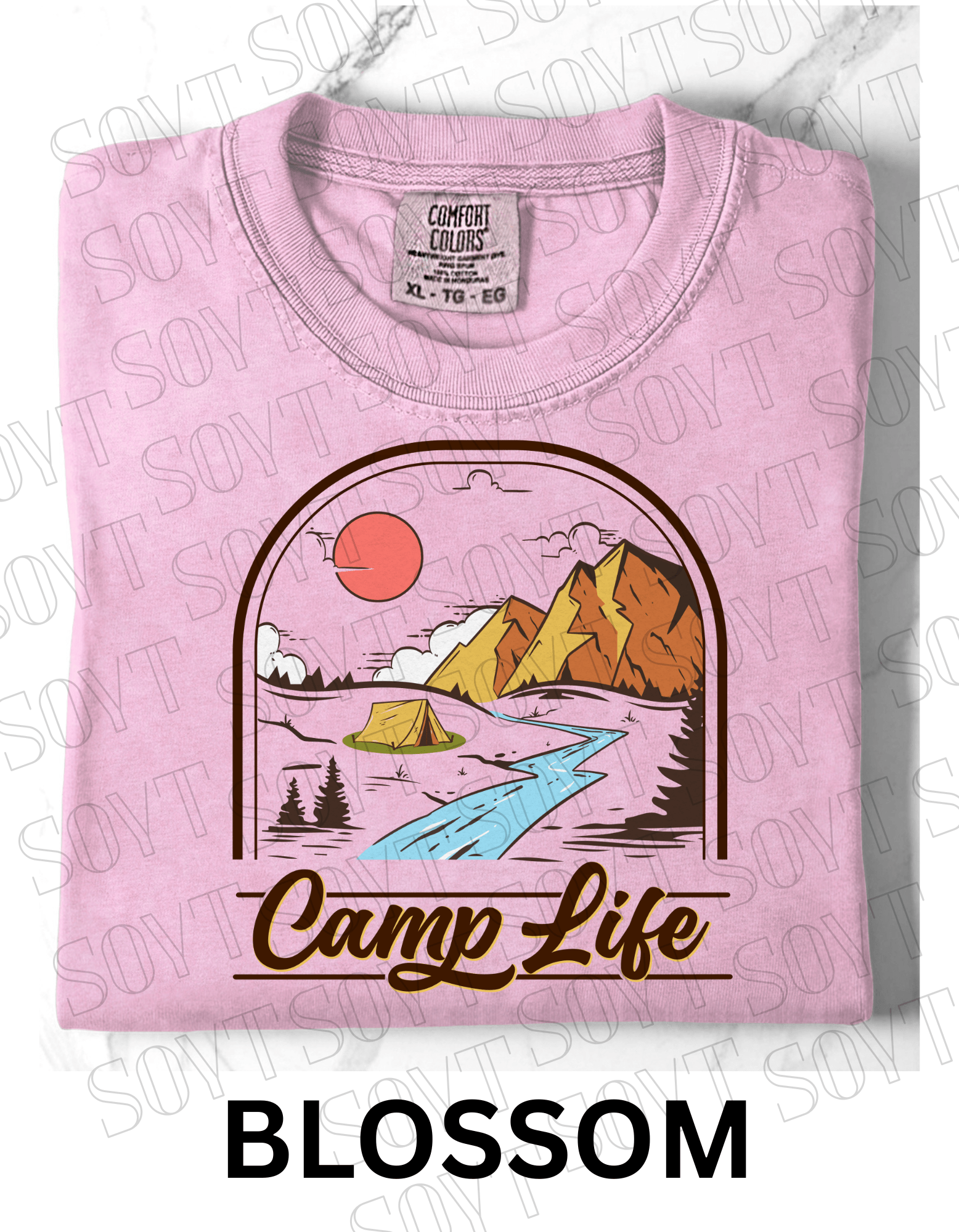 Camp Life T-Shirt – Mountain Tent & River Camping Scene Graphic Tee - Festive Apparel StoreBlossom