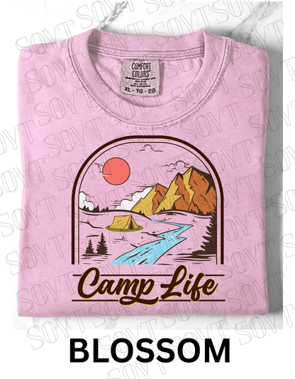 Camp Life T-Shirt – Mountain Tent & River Camping Scene Graphic Tee - Festive Apparel StoreBlossom