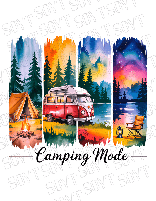 Camping Mode T-Shirt – Comfort Colors® Vintage Camping Graphic Tee - Festive Apparel StoreBlack