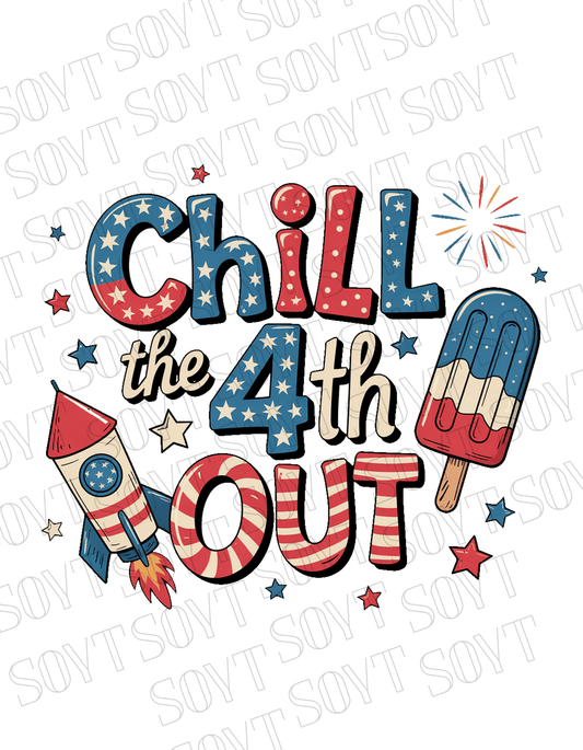 Chill the 4th Out T-Shirt – Bella+Canvas Funny Patriotic Graphic Tee - Festive Apparel StoreSilver