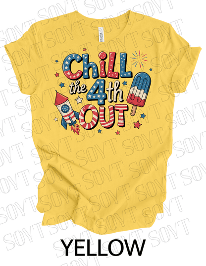 Chill the 4th Out T-Shirt – Bella+Canvas Funny Patriotic Graphic Tee - Festive Apparel StoreYellow