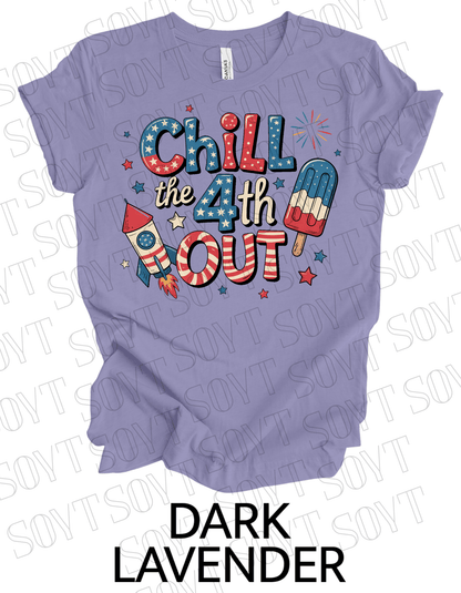 Chill the 4th Out T-Shirt – Bella+Canvas Funny Patriotic Graphic Tee - Festive Apparel StoreDark Lavender