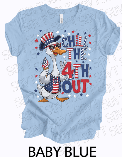 Chill the 4th Out T-Shirt – Funny Patriotic Duck Shirt | Made in USA - Festive Apparel StoreBaby Blue