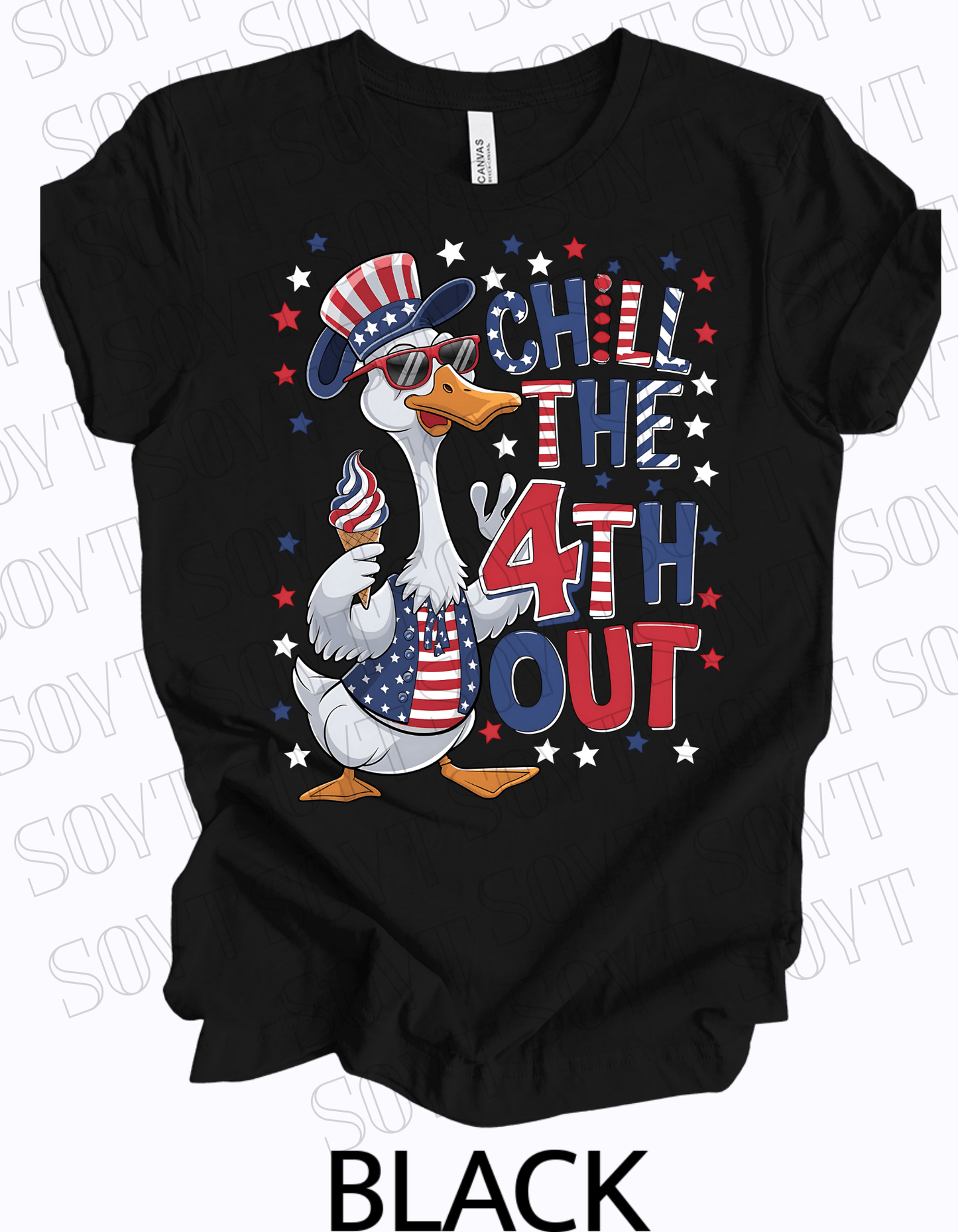 Chill the 4th Out T-Shirt – Funny Patriotic Duck Shirt | Made in USA - Festive Apparel StoreBlack