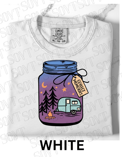 Collect Memories T-Shirt – Night Camping Jar Scene Graphic Tee - Festive Apparel StoreWhite