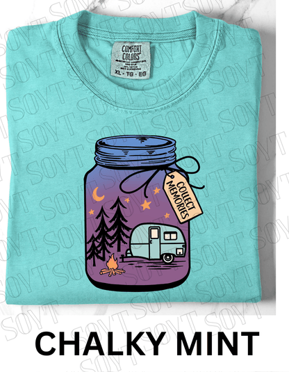 Collect Memories T-Shirt – Night Camping Jar Scene Graphic Tee - Festive Apparel StoreChalky Mint