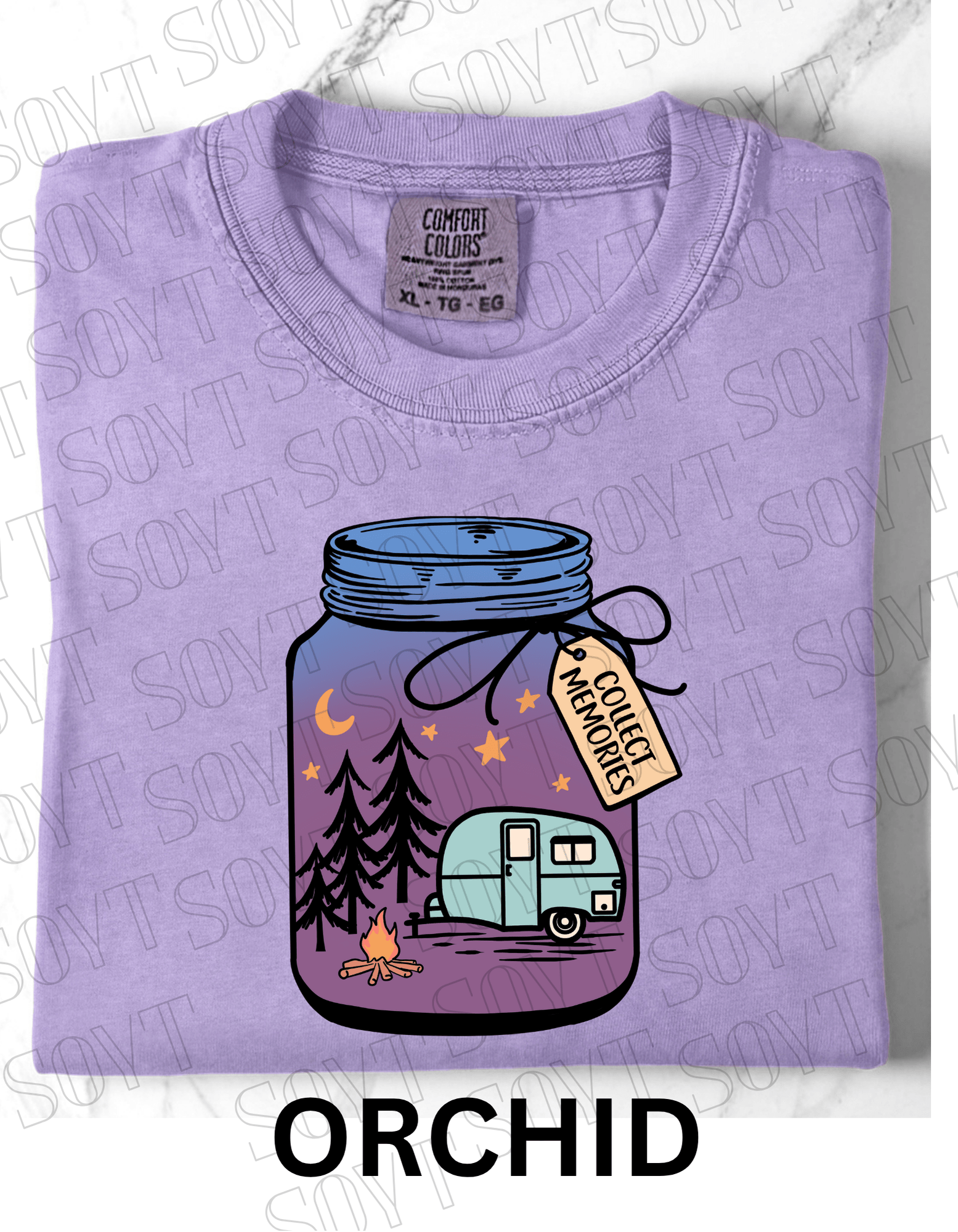 Collect Memories T-Shirt – Night Camping Jar Scene Graphic Tee - Festive Apparel StoreOrchid