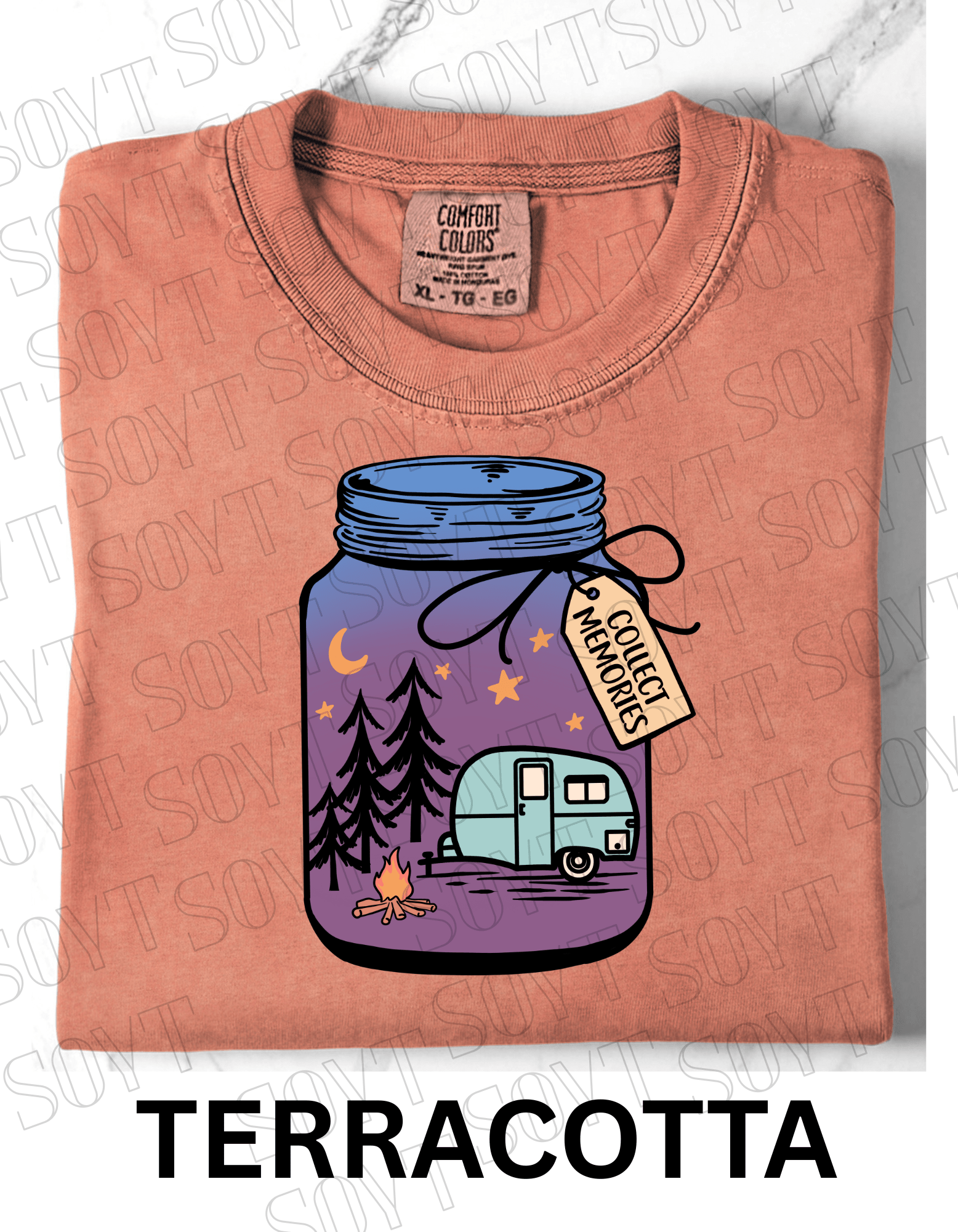 Collect Memories T-Shirt – Night Camping Jar Scene Graphic Tee - Festive Apparel StoreTerracotta