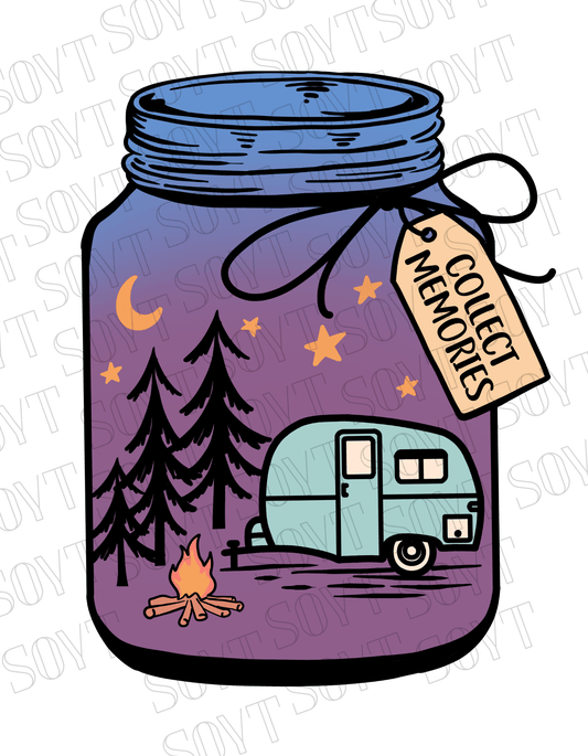 Collect Memories T-Shirt – Night Camping Jar Scene Graphic Tee - Festive Apparel StoreBlack