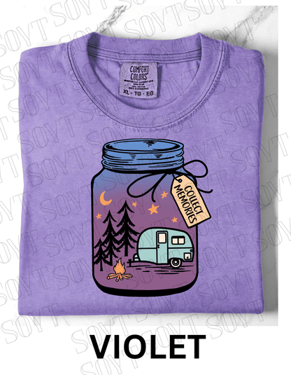 Collect Memories T-Shirt – Night Camping Jar Scene Graphic Tee - Festive Apparel StoreViolet