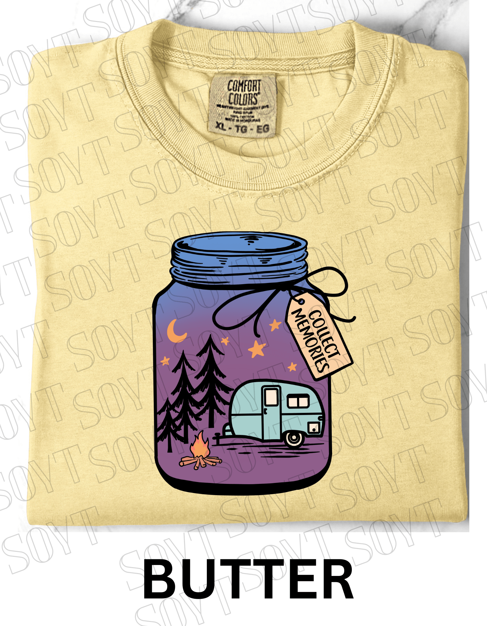 Collect Memories T-Shirt – Night Camping Jar Scene Graphic Tee - Festive Apparel StoreButter