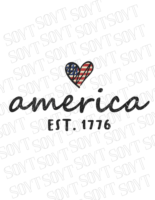 Comfort Colors America EST. 1776 Tee – Patriotic Heart Shirt - Festive Apparel StoreBlue Jean