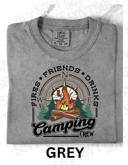 Comfort Colors® "Camping Crew" T-Shirt – Campfire Graphic Tee - Festive Apparel StoreGrey