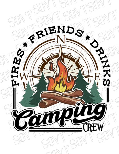 Comfort Colors® "Camping Crew" T-Shirt – Campfire Graphic Tee - Festive Apparel StoreBlack