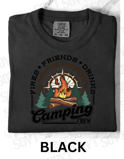 Comfort Colors® "Camping Crew" T-Shirt – Campfire Graphic Tee - Festive Apparel StoreBlack