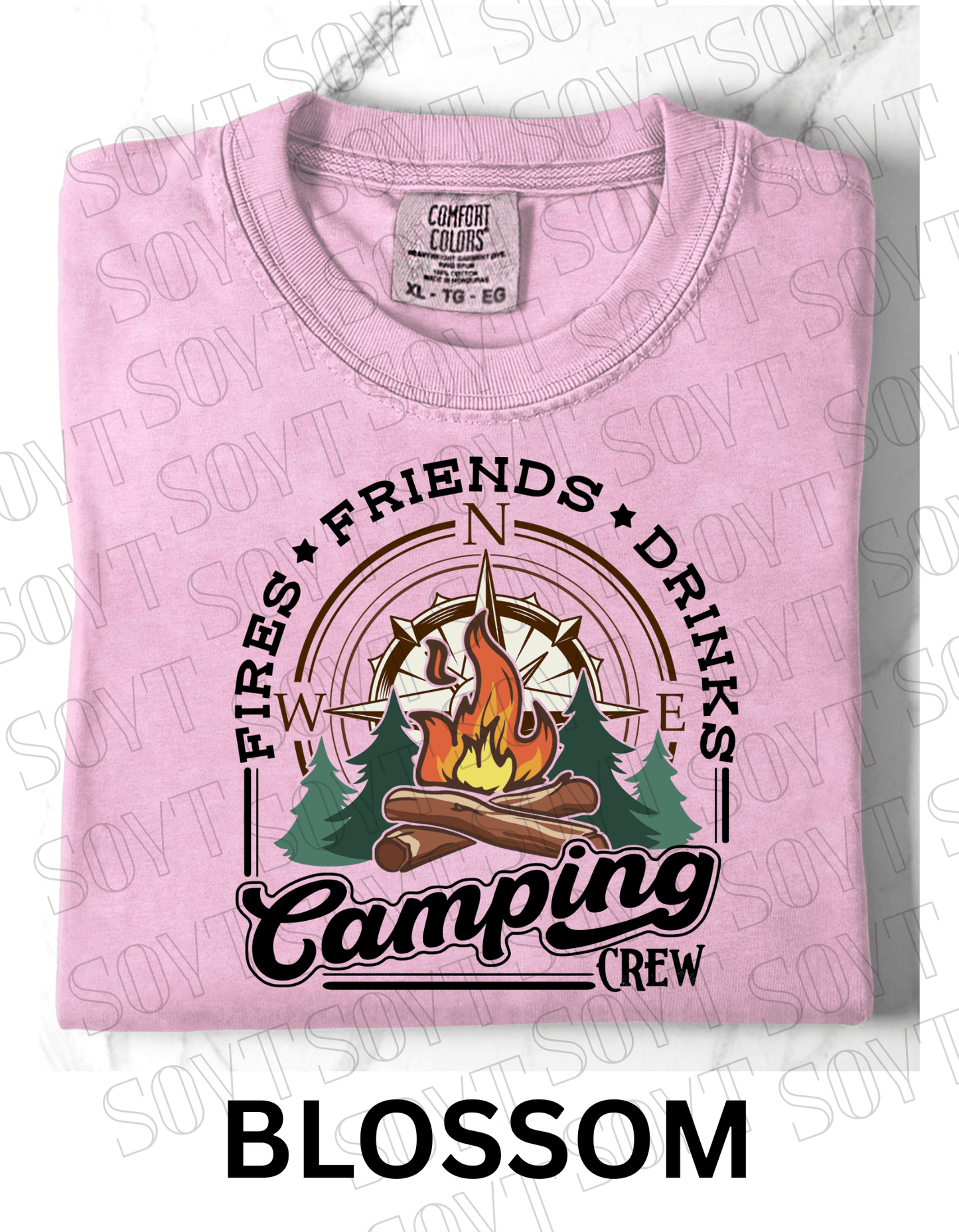 Comfort Colors® "Camping Crew" T-Shirt – Campfire Graphic Tee - Festive Apparel StoreBlossom