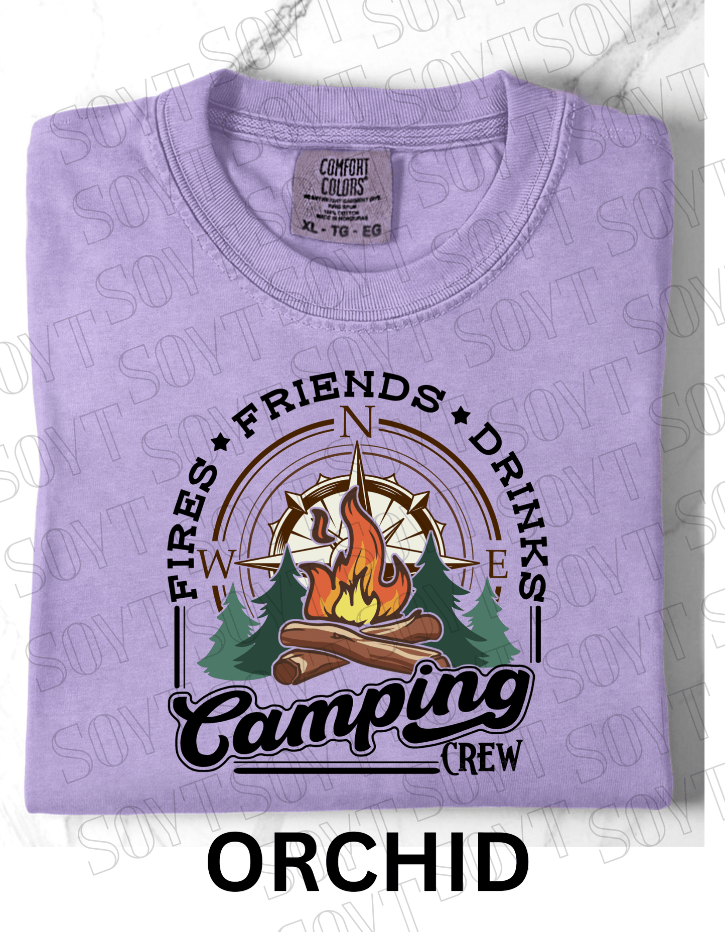 Comfort Colors® "Camping Crew" T-Shirt – Campfire Graphic Tee - Festive Apparel StoreOrchid
