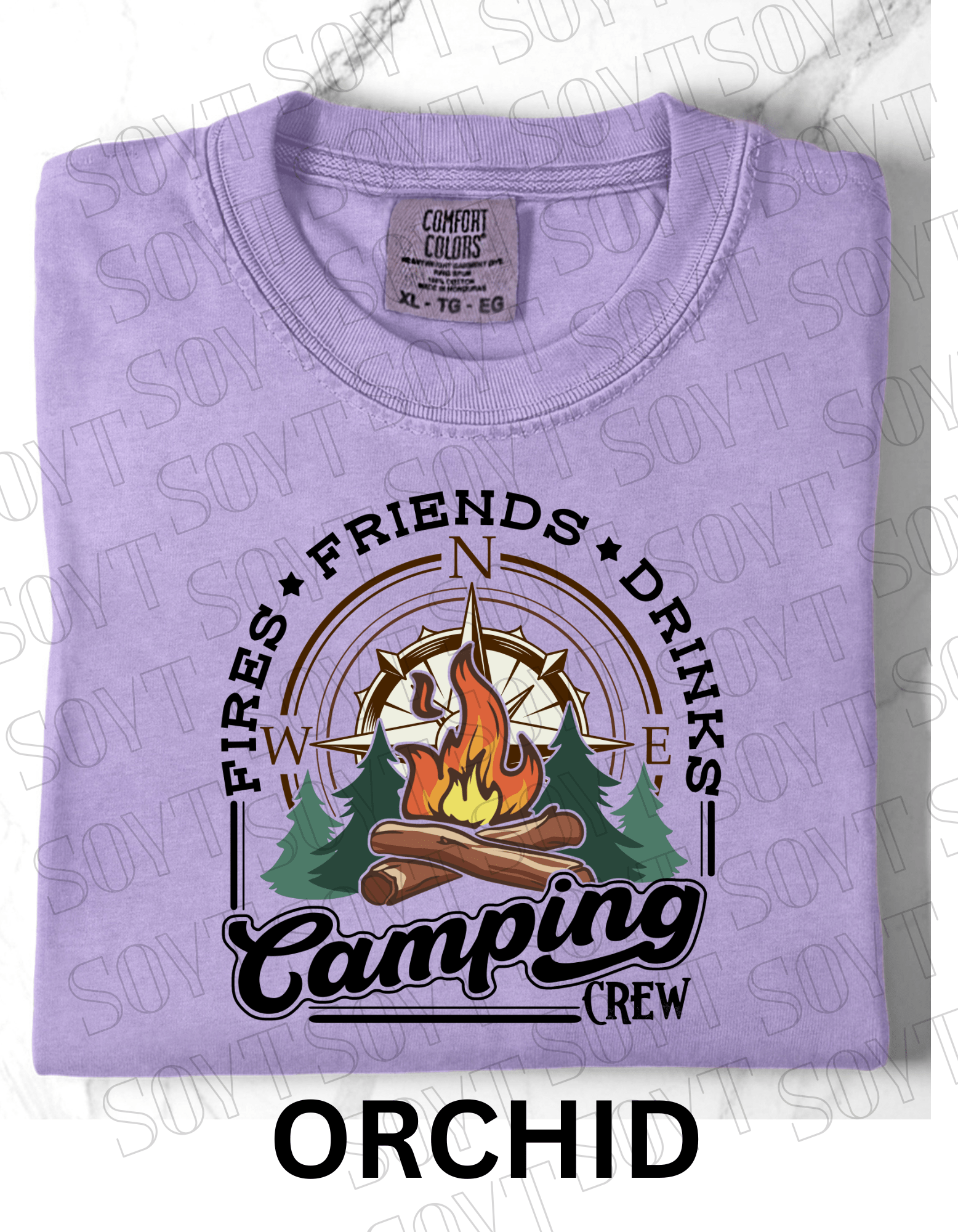 Comfort Colors® "Camping Crew" T-Shirt – Campfire Graphic Tee - Festive Apparel StoreOrchid