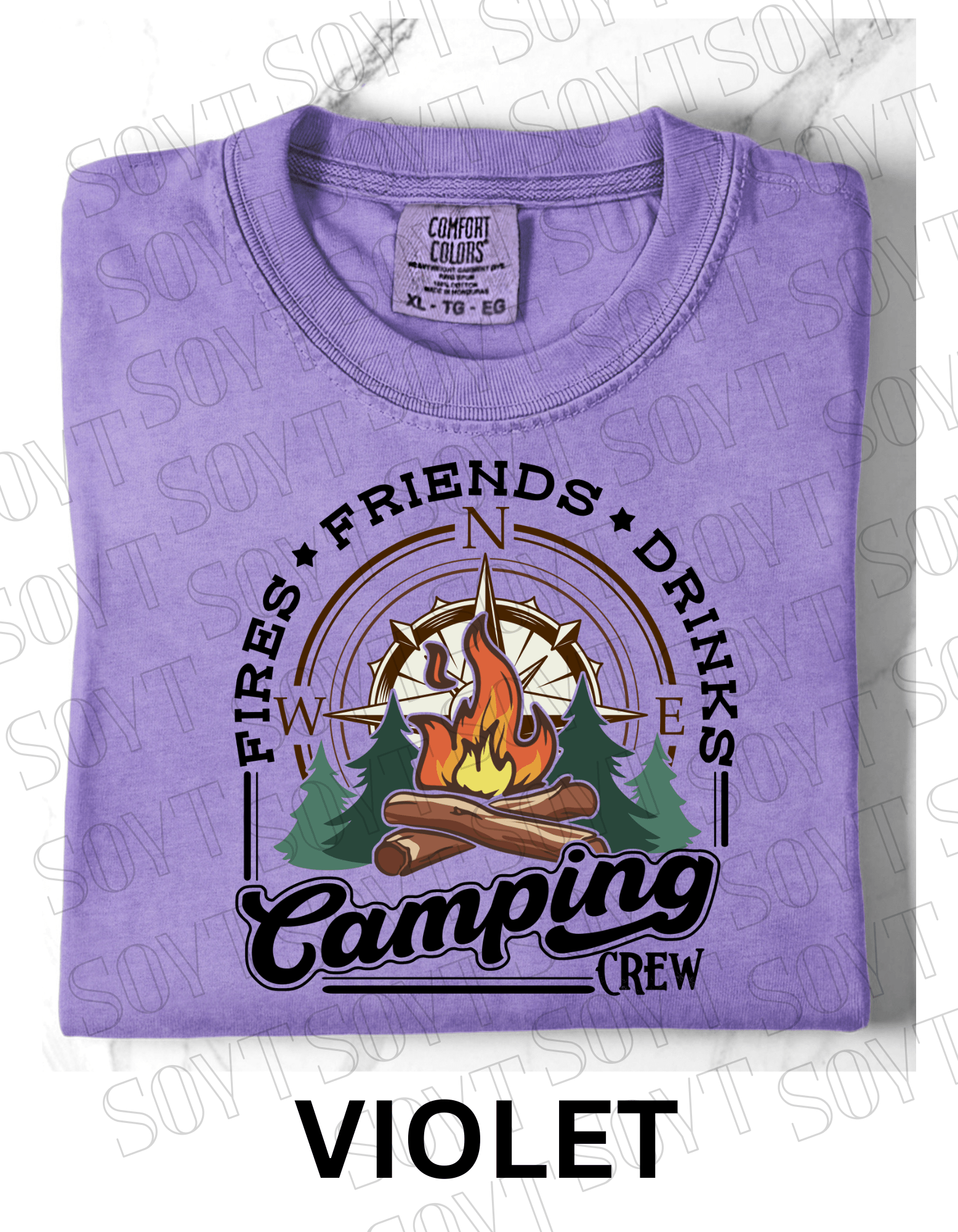 Comfort Colors® "Camping Crew" T-Shirt – Campfire Graphic Tee - Festive Apparel StoreViolet