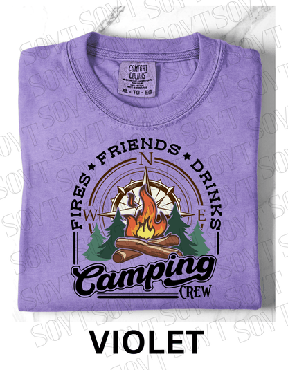 Comfort Colors® "Camping Crew" T-Shirt – Campfire Graphic Tee - Festive Apparel StoreViolet