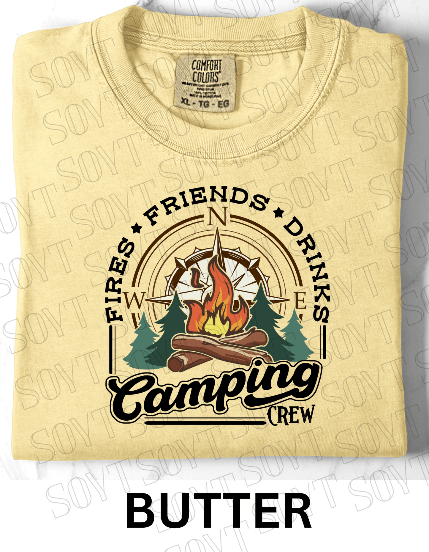 Comfort Colors® "Camping Crew" T-Shirt – Campfire Graphic Tee - Festive Apparel StoreButter