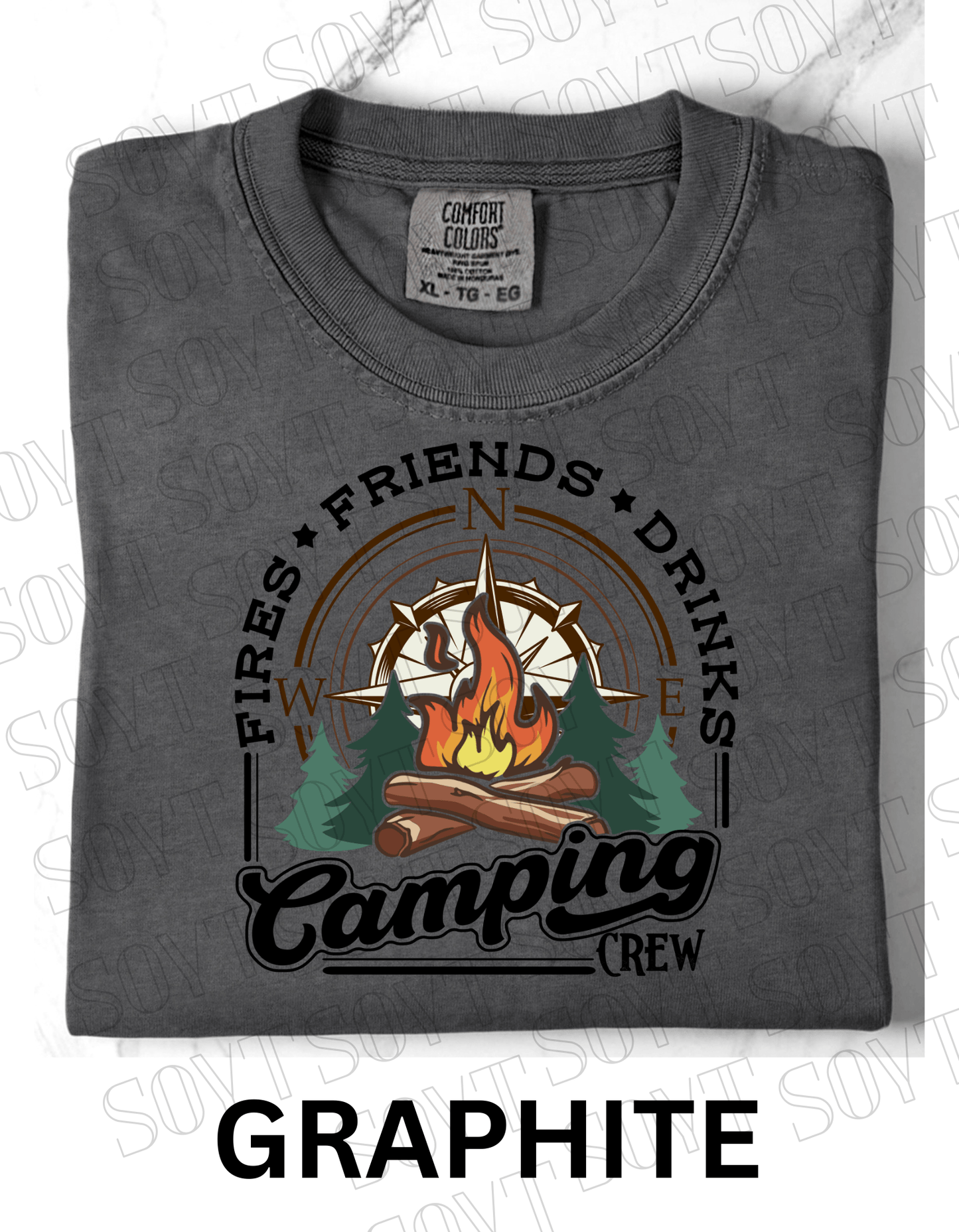 Comfort Colors® "Camping Crew" T-Shirt – Campfire Graphic Tee - Festive Apparel StoreGraphite