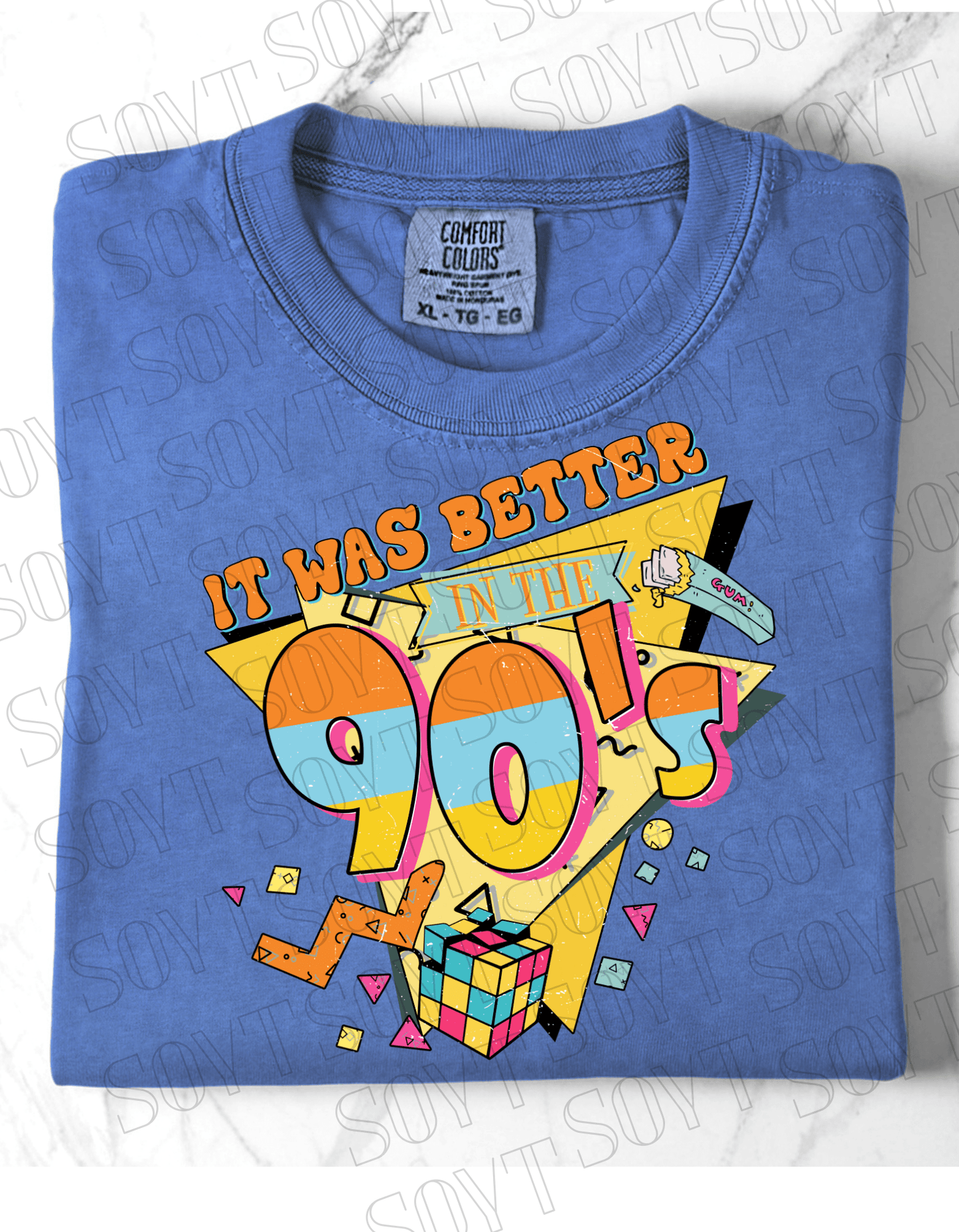 Comfort Colors "It Was Better in the 90's" Tee – Retro Nostalgia Graphic Shirt - Festive Apparel StoreMystic Blue