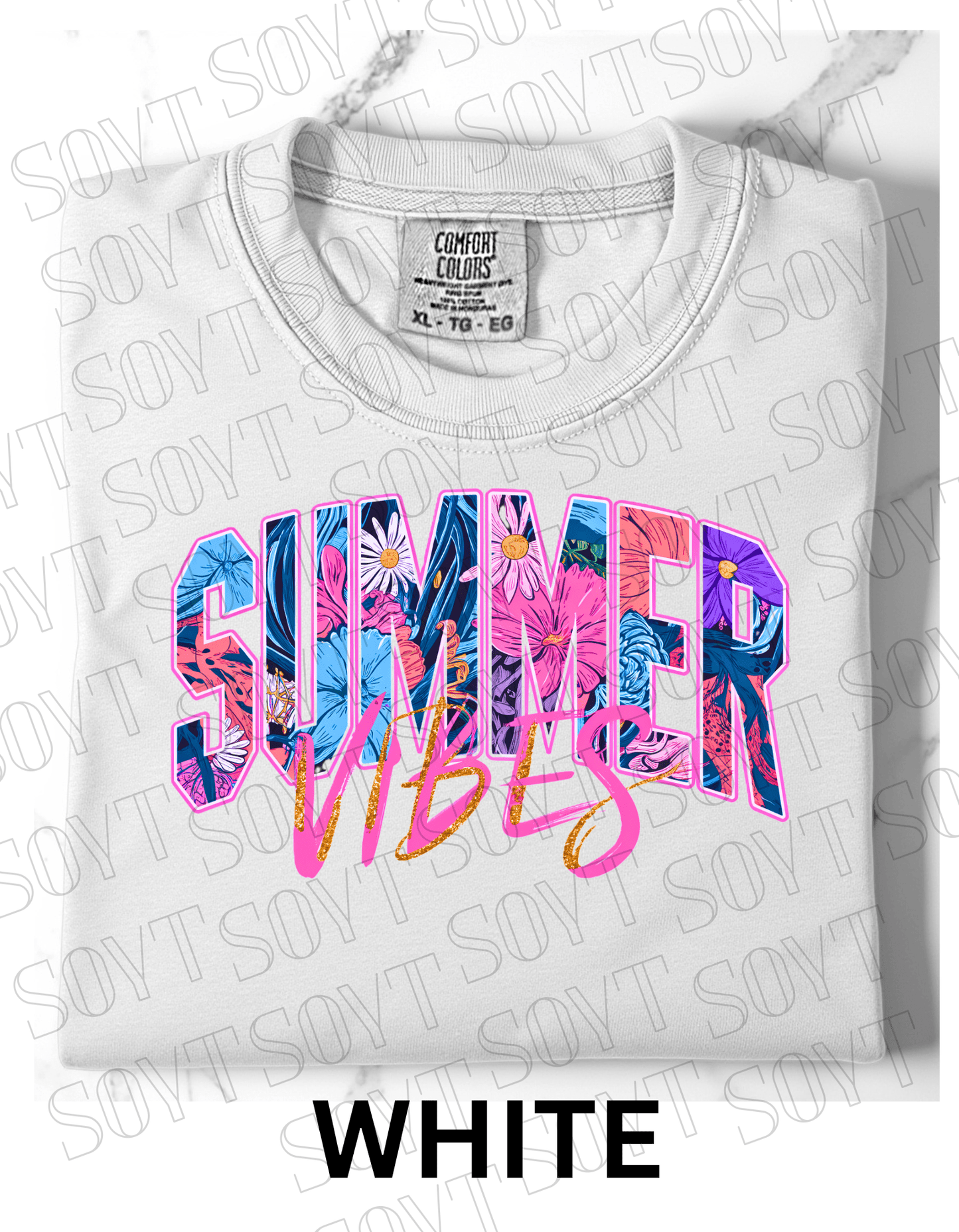 Comfort Colors® Summer Vibes T-Shirt – Retro Beach Graphic Tee - Festive Apparel StoreWhite
