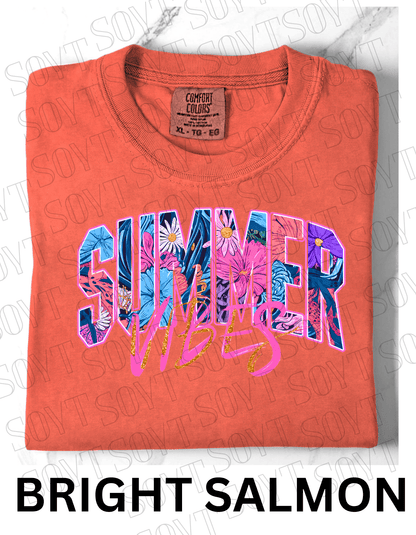 Comfort Colors® Summer Vibes T-Shirt – Retro Beach Graphic Tee - Festive Apparel StoreBright Salmon