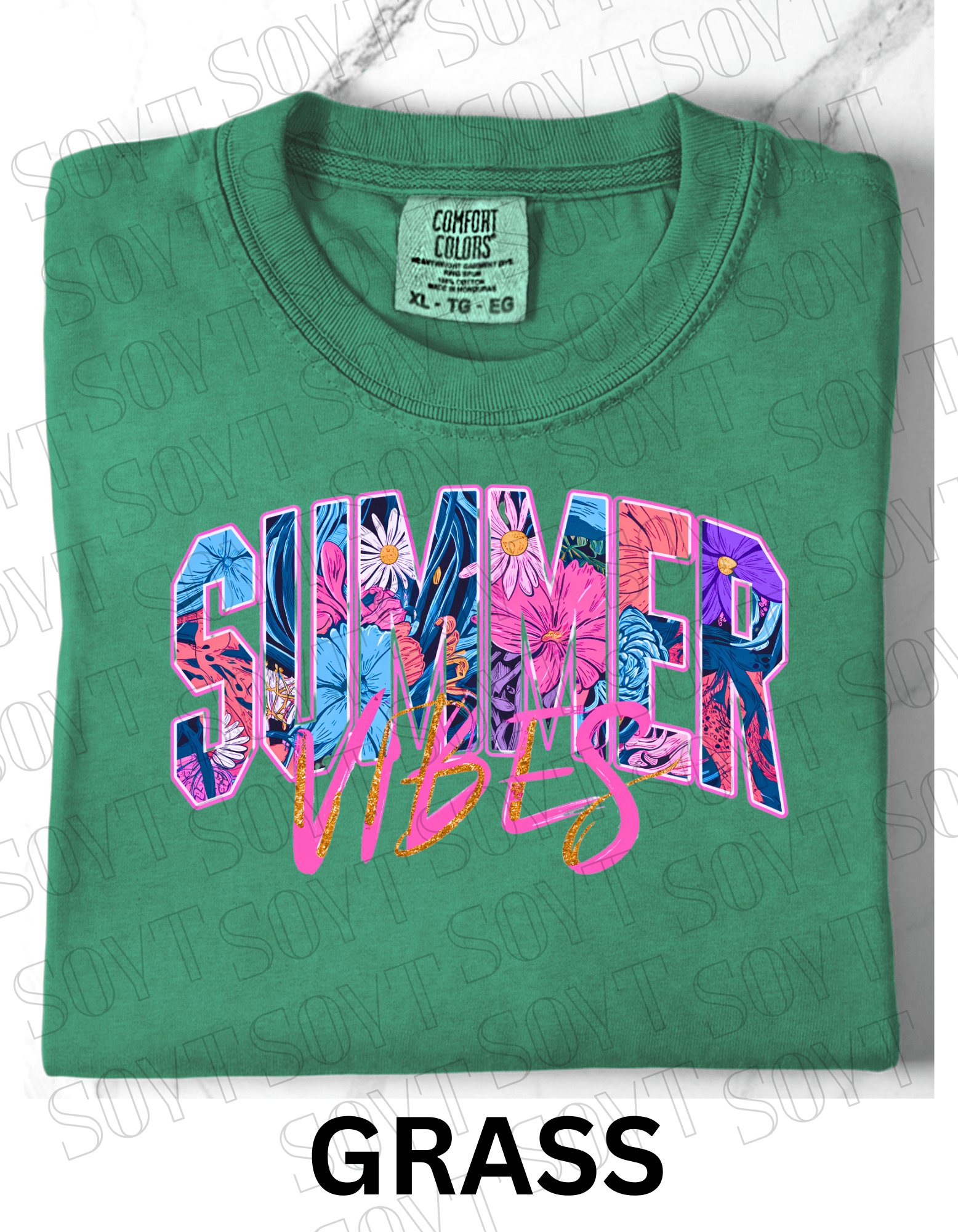 Comfort Colors® Summer Vibes T-Shirt – Retro Beach Graphic Tee - Festive Apparel StoreGrass