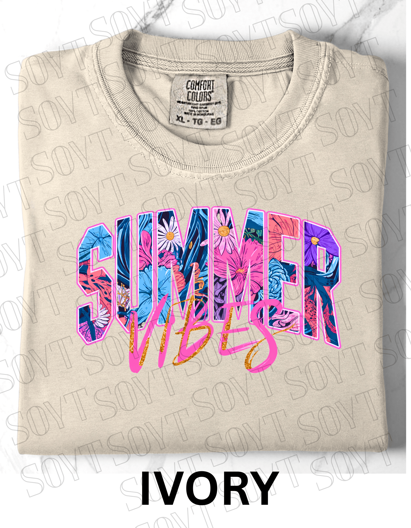 Comfort Colors® Summer Vibes T-Shirt – Retro Beach Graphic Tee - Festive Apparel StoreIvory