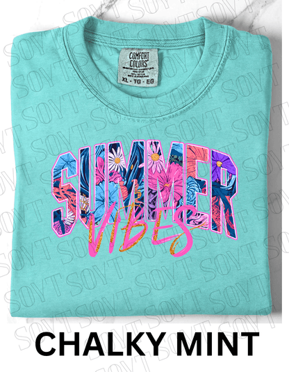 Comfort Colors® Summer Vibes T-Shirt – Retro Beach Graphic Tee - Festive Apparel StoreChalky Mint
