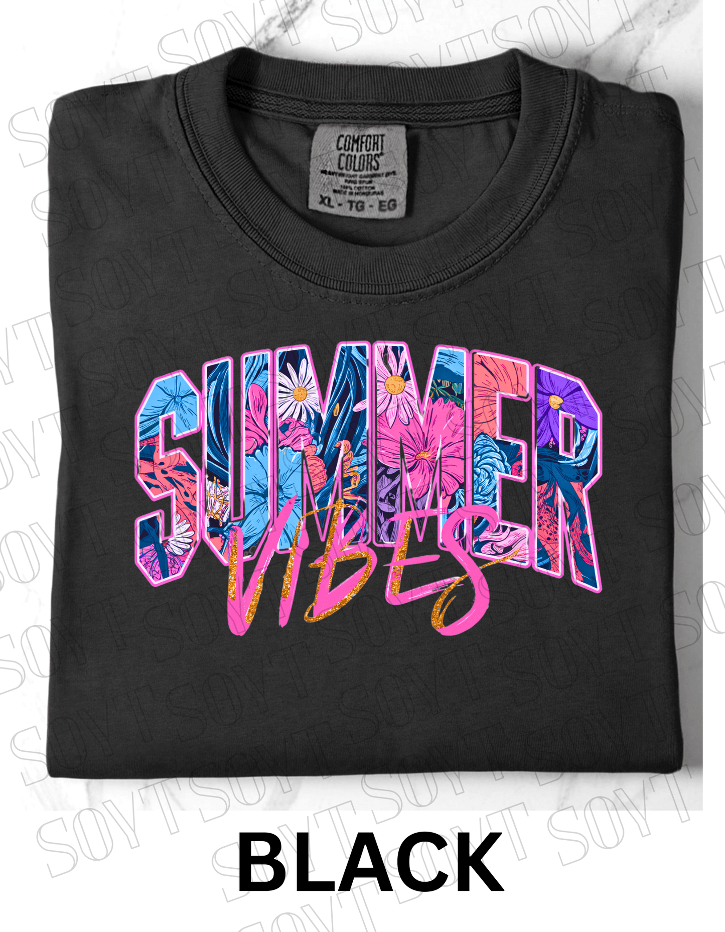 Comfort Colors® Summer Vibes T-Shirt – Retro Beach Graphic Tee - Festive Apparel StoreBlack