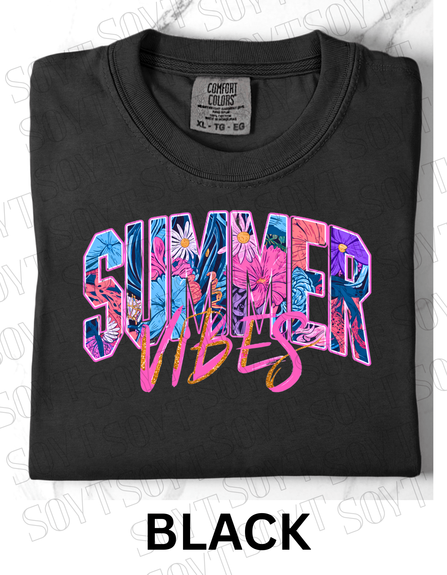 Comfort Colors® Summer Vibes T-Shirt – Retro Beach Graphic Tee - Festive Apparel StoreBlack