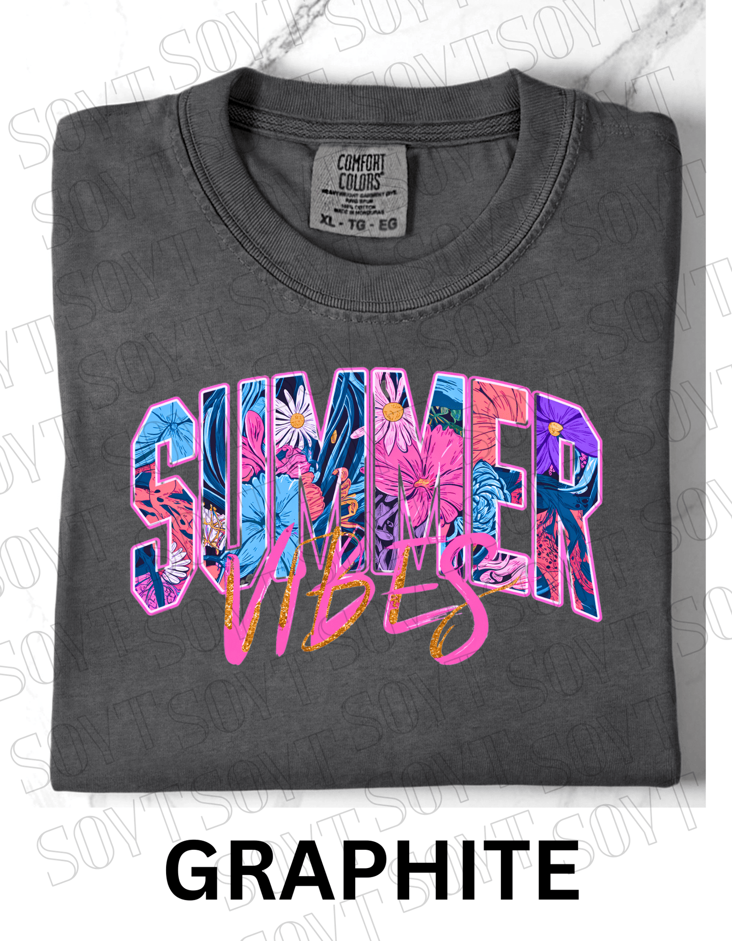 Comfort Colors® Summer Vibes T-Shirt – Retro Beach Graphic Tee - Festive Apparel StoreGraphite