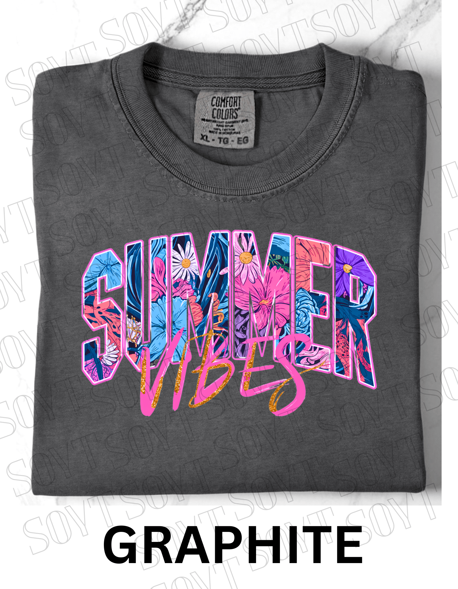 Comfort Colors® Summer Vibes T-Shirt – Retro Beach Graphic Tee - Festive Apparel StoreGraphite