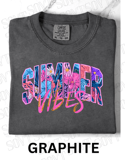 Comfort Colors® Summer Vibes T-Shirt – Retro Beach Graphic Tee - Festive Apparel StoreGraphite