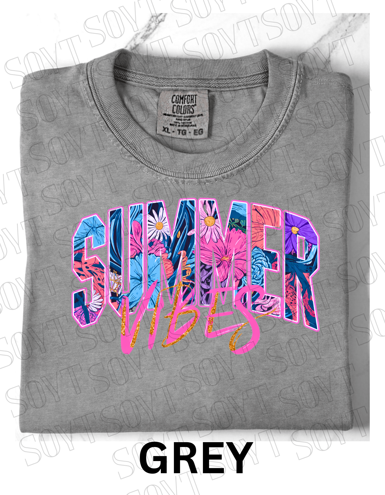 Comfort Colors® Summer Vibes T-Shirt – Retro Beach Graphic Tee - Festive Apparel StoreGrey