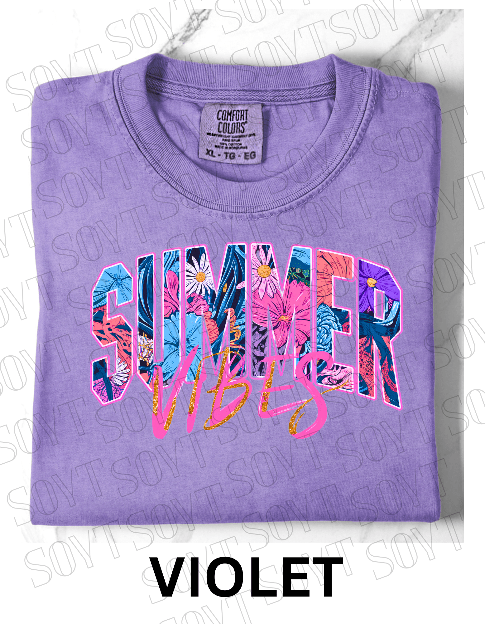 Comfort Colors® Summer Vibes T-Shirt – Retro Beach Graphic Tee - Festive Apparel StoreViolet