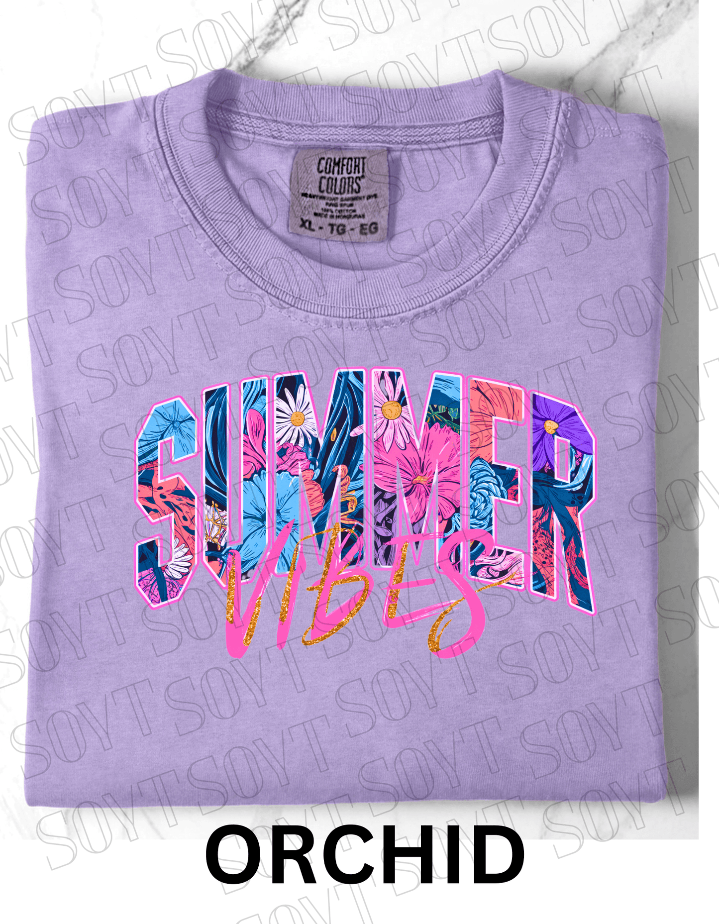 Comfort Colors® Summer Vibes T-Shirt – Retro Beach Graphic Tee - Festive Apparel StoreOrchid