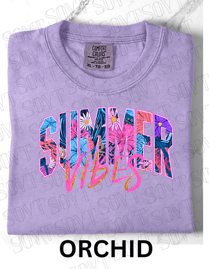 Comfort Colors® Summer Vibes T-Shirt – Retro Beach Graphic Tee - Festive Apparel StoreOrchid