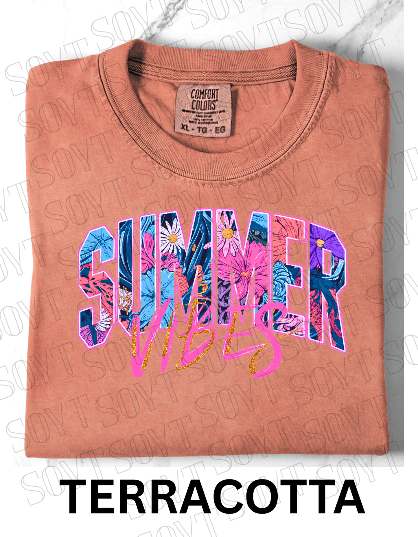 Comfort Colors® Summer Vibes T-Shirt – Retro Beach Graphic Tee - Festive Apparel StoreTerracotta
