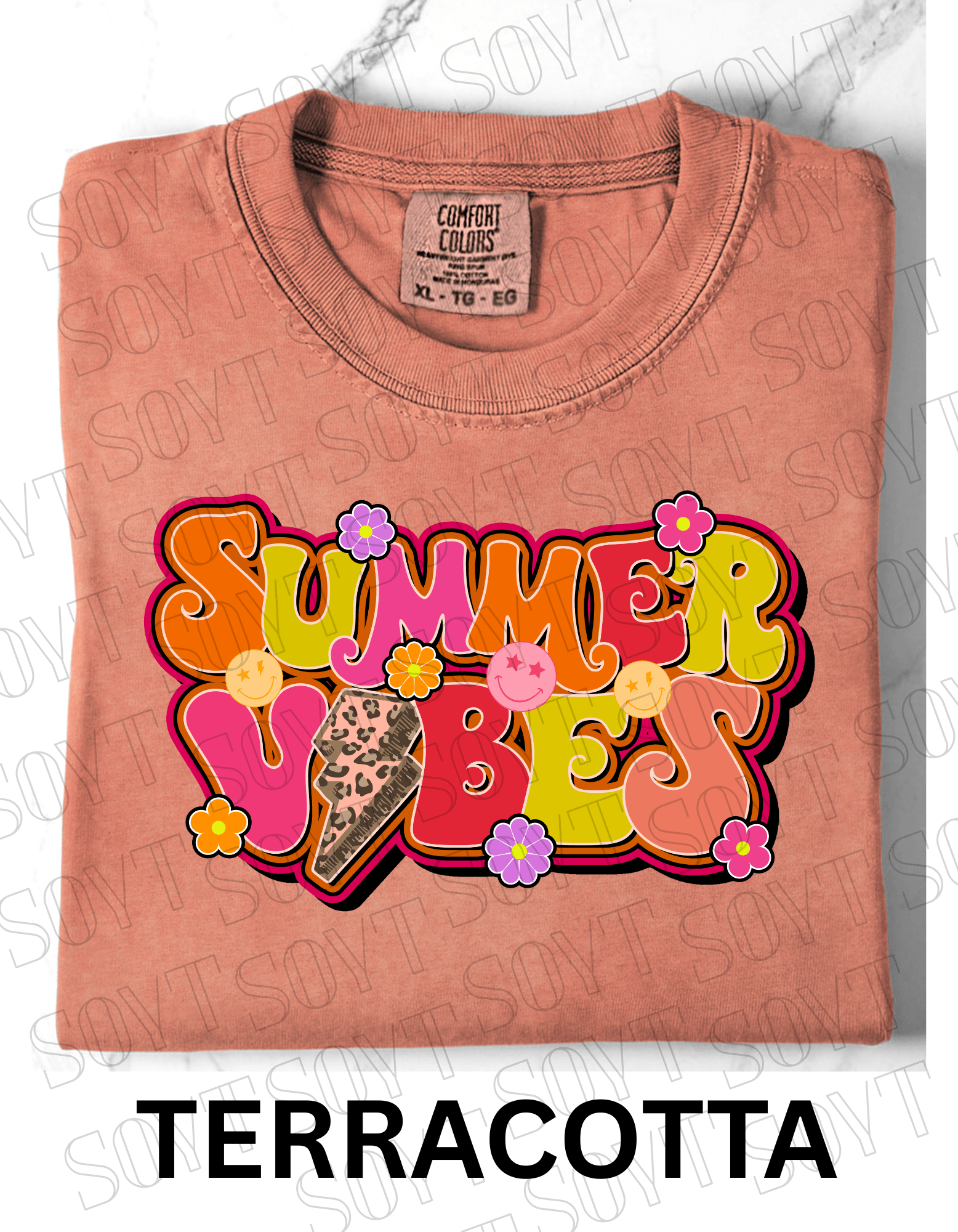 Comfort Colors® Summer Vibes T-Shirt – Retro Graphic Tee - Festive Apparel StoreTerracotta