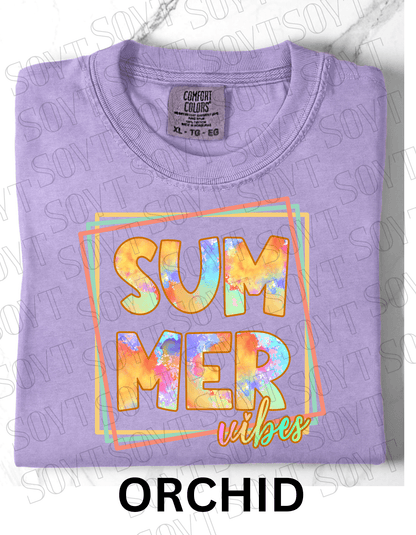 Comfort Colors® Summer Vibes T-Shirt – Retro Graphic Tee - Festive Apparel StoreOrchid