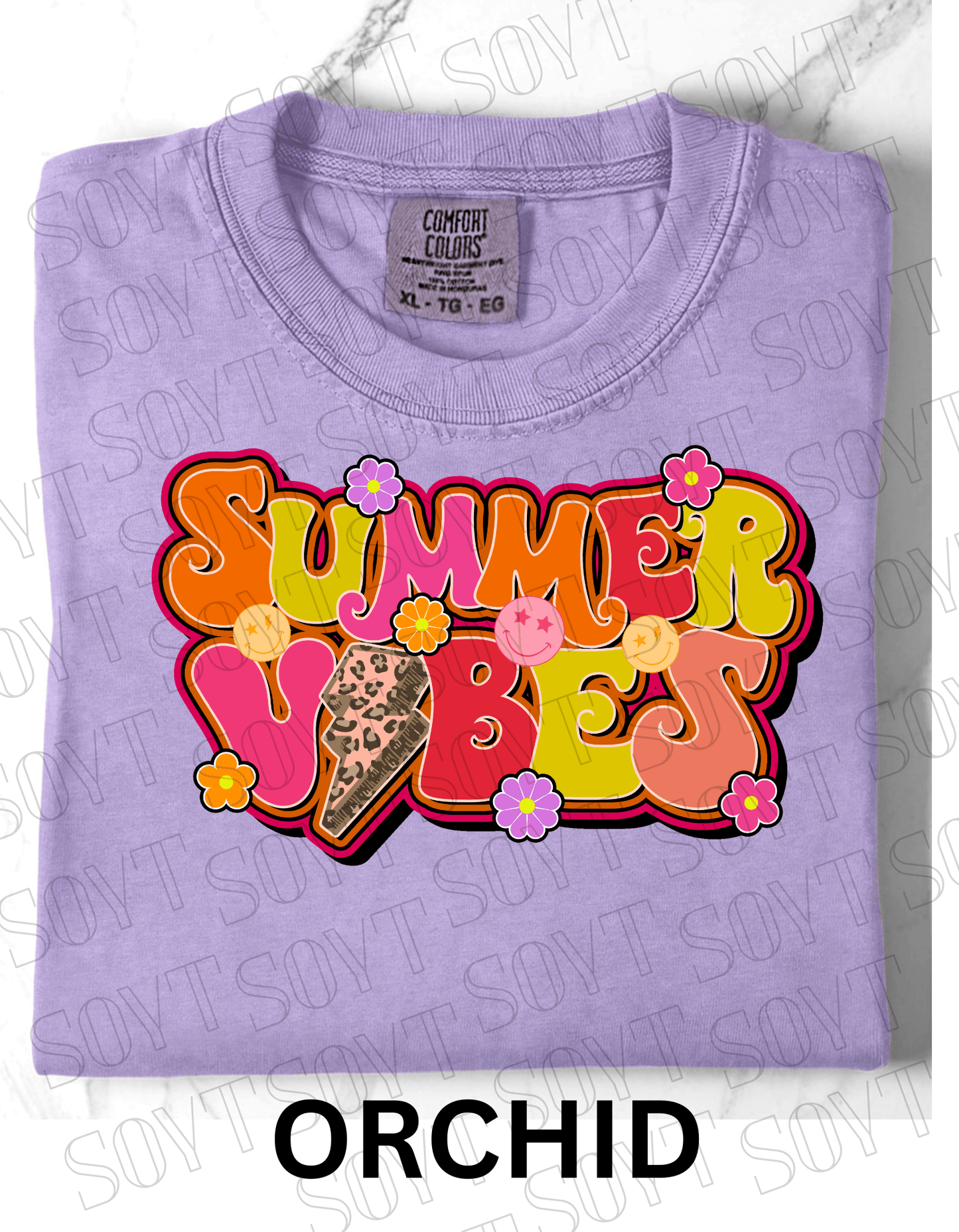 Comfort Colors® Summer Vibes T-Shirt – Retro Graphic Tee - Festive Apparel StoreOrchid