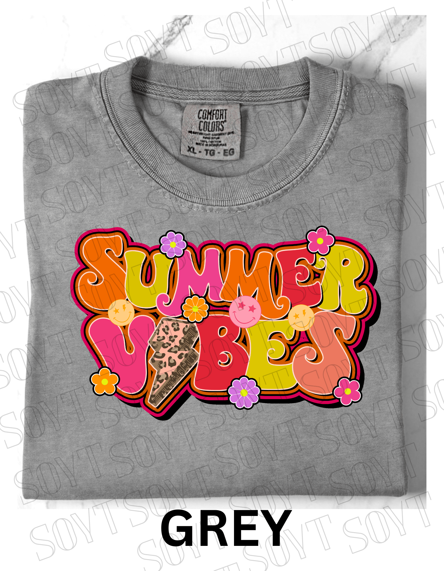 Comfort Colors® Summer Vibes T-Shirt – Retro Graphic Tee - Festive Apparel StoreGrey