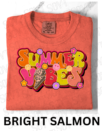 Comfort Colors® Summer Vibes T-Shirt – Retro Graphic Tee - Festive Apparel StoreBright Salmon